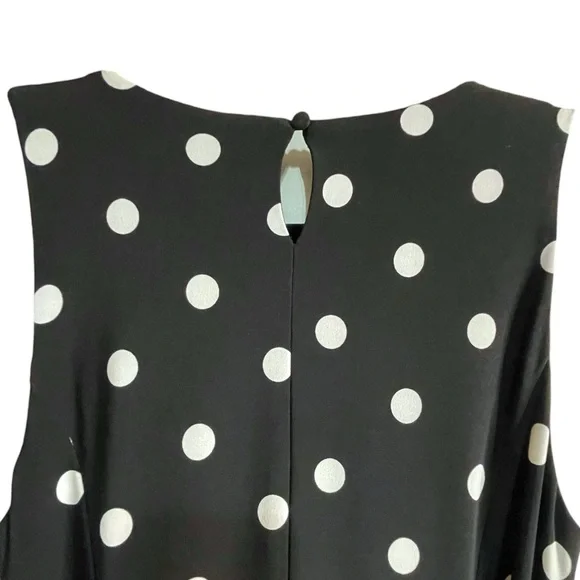 Ralph Lauren Black & White Polka Dot Midi Sleeveless Dress Belted Women’s Size 2 - Picture 6 of 11
